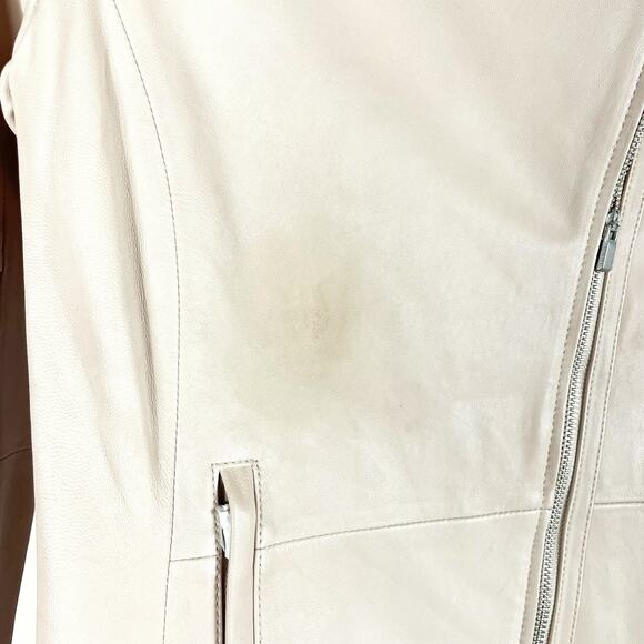 Athleta Moto Jacket‎ Pink Leather **FLAW* Salt Flat Biker Sz XS - Picture 4 of 10